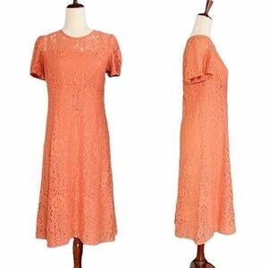 NWT Y2K Talco Terracotta Italian Made Lace Midi Dress & Slip Women’s Size Medium